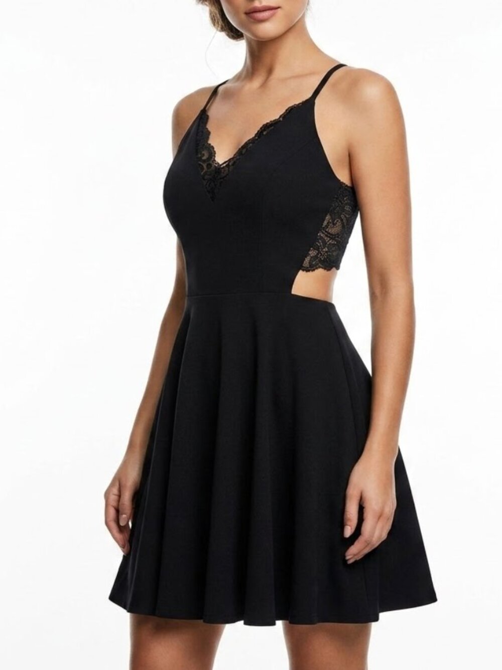Xtraordinary Goth Coquette Lace Back Cutout Fit & Flare Mini Dress Size 5 - Picture 1 of 12